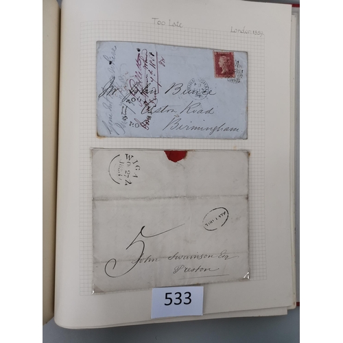 533 - QV.  POSTAL HISTORY. A collection in album  generally clean  some Welsh interest incl. 1840 1d black... 