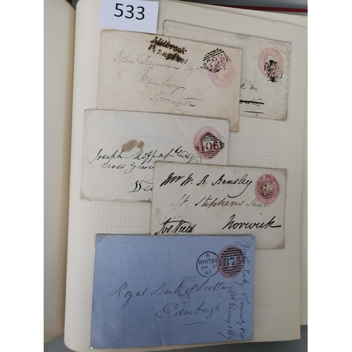 533 - QV.  POSTAL HISTORY. A collection in album  generally clean  some Welsh interest incl. 1840 1d black... 