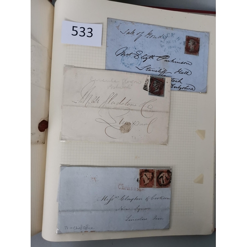 533 - QV.  POSTAL HISTORY. A collection in album  generally clean  some Welsh interest incl. 1840 1d black... 