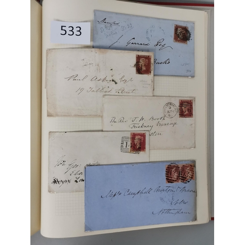 533 - QV.  POSTAL HISTORY. A collection in album  generally clean  some Welsh interest incl. 1840 1d black... 