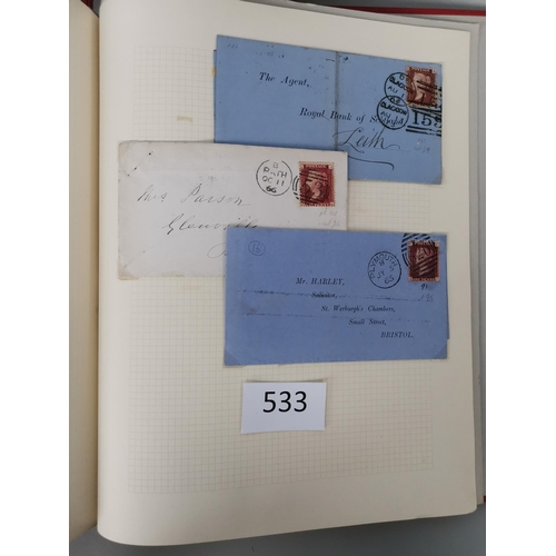 533 - QV.  POSTAL HISTORY. A collection in album  generally clean  some Welsh interest incl. 1840 1d black... 