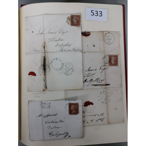 533 - QV.  POSTAL HISTORY. A collection in album  generally clean  some Welsh interest incl. 1840 1d black... 