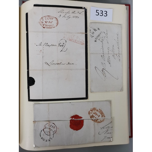 533 - QV.  POSTAL HISTORY. A collection in album  generally clean  some Welsh interest incl. 1840 1d black... 