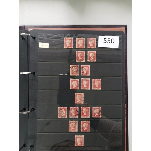 550 - QV.  A collection of 1864 1d plates on stocksheets in binder  to Pl.224  some o.g.  mainly used incl... 