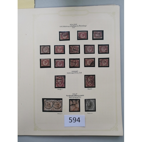 594 - QV.  Used collection on leaves  some varied condition with LE 1840 1d black x 5 (4 are 4 margins)  1... 