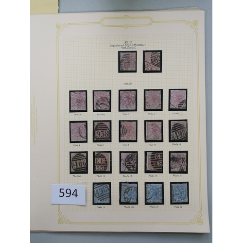 594 - QV.  Used collection on leaves  some varied condition with LE 1840 1d black x 5 (4 are 4 margins)  1... 