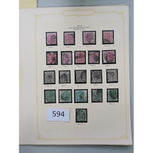 594 - QV.  Used collection on leaves  some varied condition with LE 1840 1d black x 5 (4 are 4 margins)  1... 