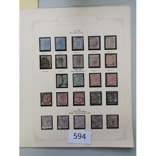 594 - QV.  Used collection on leaves  some varied condition with LE 1840 1d black x 5 (4 are 4 margins)  1... 