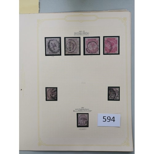 594 - QV.  Used collection on leaves  some varied condition with LE 1840 1d black x 5 (4 are 4 margins)  1... 