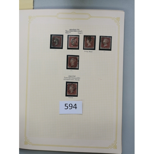 594 - QV.  Used collection on leaves  some varied condition with LE 1840 1d black x 5 (4 are 4 margins)  1... 