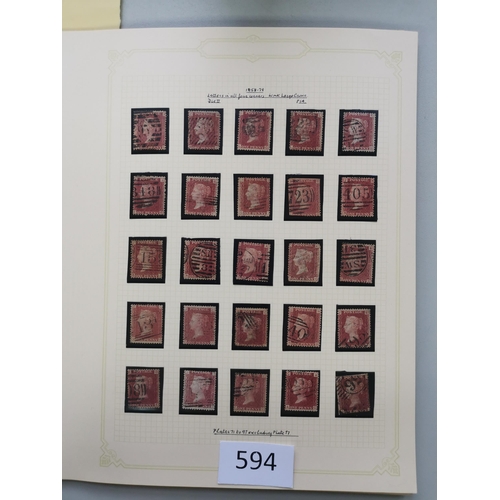 594 - QV.  Used collection on leaves  some varied condition with LE 1840 1d black x 5 (4 are 4 margins)  1... 