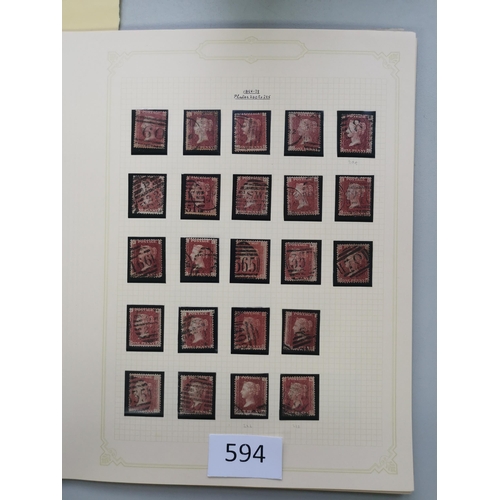 594 - QV.  Used collection on leaves  some varied condition with LE 1840 1d black x 5 (4 are 4 margins)  1... 