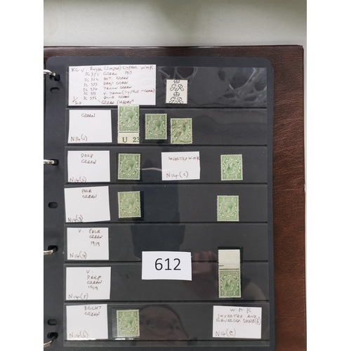 612 - ***VIDEO AVAILABLE*** KG V.  Collection on stocksheets in binder including higher values although co... 