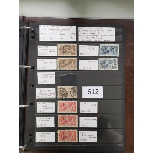 612 - ***VIDEO AVAILABLE*** KG V.  Collection on stocksheets in binder including higher values although co... 