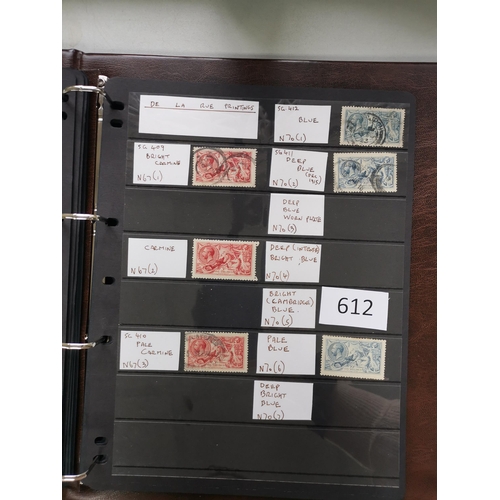 612 - ***VIDEO AVAILABLE*** KG V.  Collection on stocksheets in binder including higher values although co... 