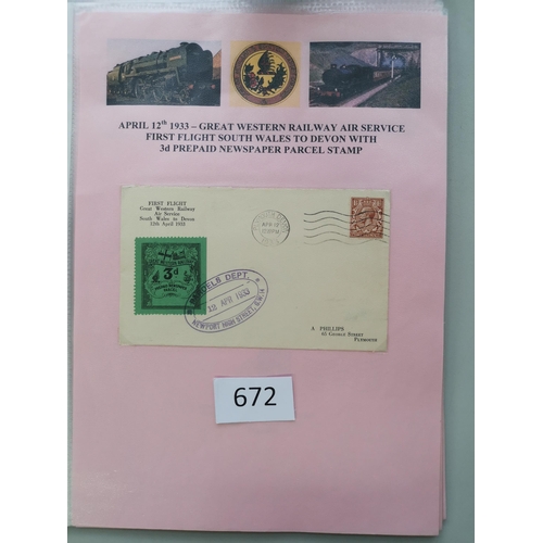 672 - KG V.  Range of 1930's Air Mail covers incl. 3 with labels  Railway Air Services printed covers etc.... 