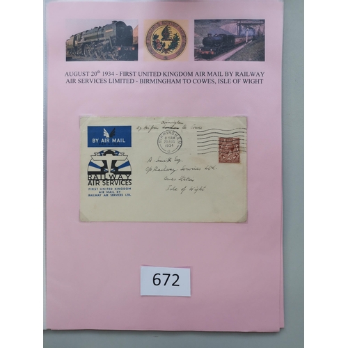 672 - KG V.  Range of 1930's Air Mail covers incl. 3 with labels  Railway Air Services printed covers etc.... 