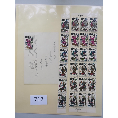 717 - QE II.  1966 Hastings 4d phos marginal block of 18 comprising 3 strips of 3 with grey omitted  also ... 