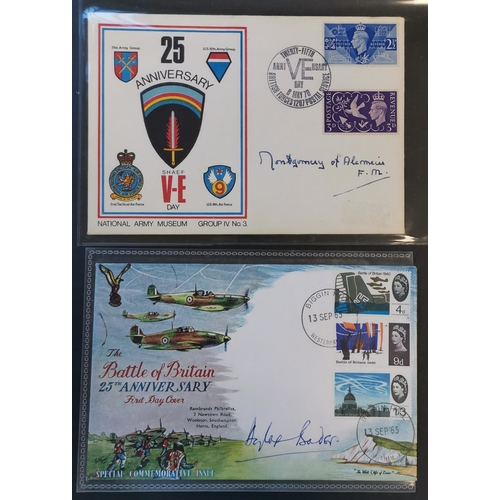 729 - SIGNED COVERS AND AUTOGRAPHS.  1965 B.O.B. FDC (one of each denomination) signed by Douglas Bader  a... 