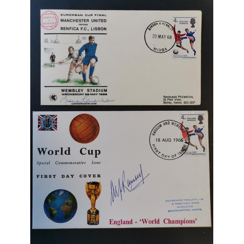 730 - SIGNED COVERS AND AUTOGRAPHS.  Rembrandt Philatelics 1966 Winners FDC signed by Alf Ramsey  and 1968... 