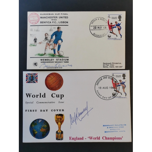 731 - SIGNED COVERS AND AUTOGRAPHS.  Rembrandt Philatelics 1966 Winners FDC signed by Alf Ramsey and 1968 ... 