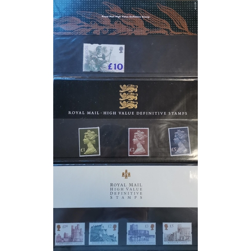 734 - DECIMAL MACHINS.  Better high value Presentation Packs with 1987 Pack no.13  1993 Britannia £10  and... 