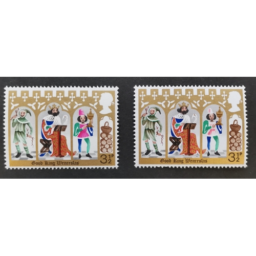 746 - DECIMAL COMMEMORATIVES.  1973 Christmas 3½p with rosy mauve omitted UM + normal. SG948e. Cat. £125. ... 