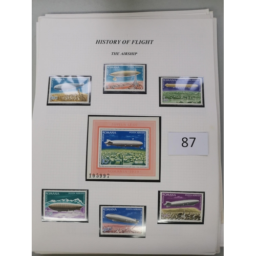 87 - MIXED WORLD.  The History of Flight thematic collection  mainly covers  written up on leaves  incl. ... 