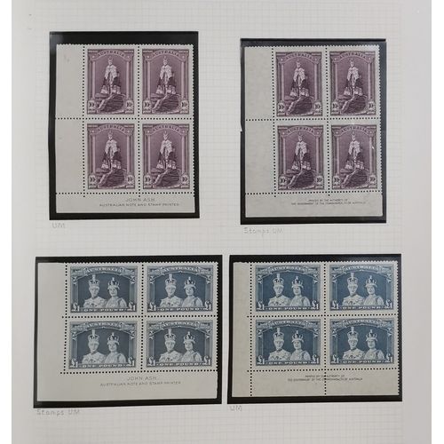 284 - AUSTRALIA.  Very good KGV-KGVI M/U collection in 3 boxed Oriel binders  Roos and Head types with sha... 