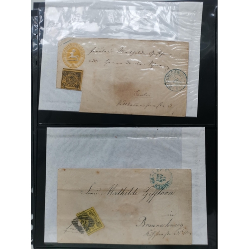 130 - GERMANY.  GERMAN STATES COVERS. Range with main interest in Brunswick incl. 1864 1sgr. yellow and 18... 