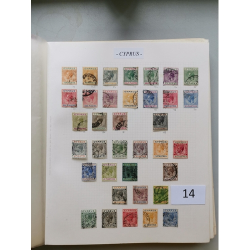 14 - MIXED WORLD.  Useful mainly KGV-VI M/U collection on leaves in binder with Cyprus incl. 1934 45pi M ... 