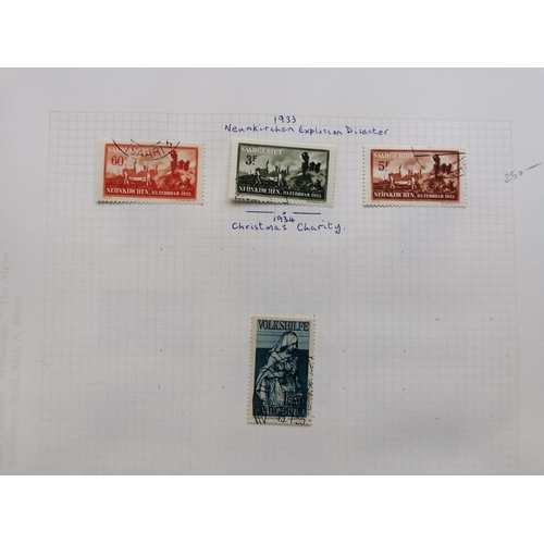 150 - GERMANY.  SAAR. Fine used collection on leaves  incl. 1922 to 5f  1926-7 Welfare sets  1931 Christma... 