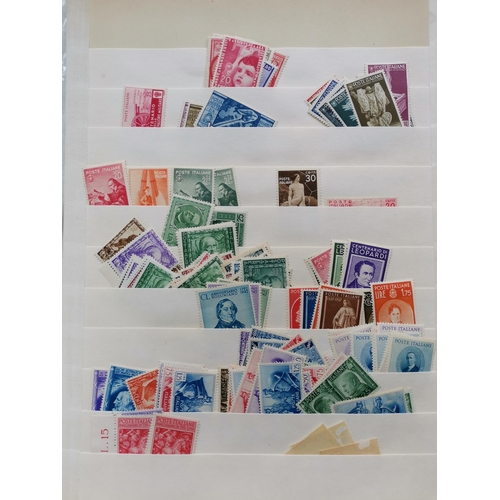 163 - ITALY.  Mainly middle period M issues on 5 stocksheets  condition a little mixed  some duplicates. H... 