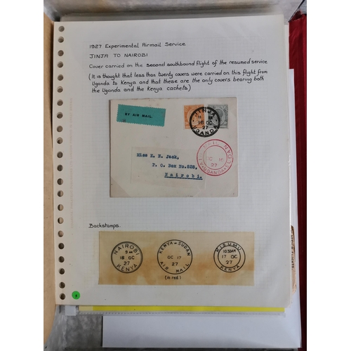 19 - MIXED WORLD.  BRITISH AFRICA POSTAL HISTORY. A collection of 1920's  1930's Flight Covers on leaves ... 