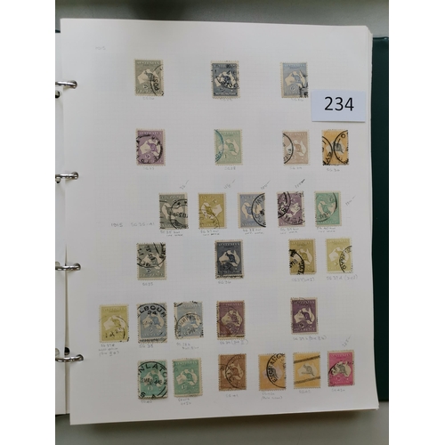 234 - AUSTRALIA.  A used collection in album  to 1999  main value in KGV incl. 1913 to 5/-  1915 to 5/-  1... 