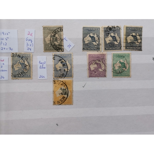 235 - AUSTRALIA.  Mainly KGV used collection on stocksheets  incl. 1913-14 range to 5/- incl. 3d and 1/- i... 