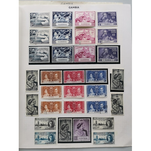 306 - GAMBIA.  KGVI ranges on leaves incl. 1938-46 to 10/- x 1 M set of 3 FU sets  1948 SW x 2 M sets and ... 