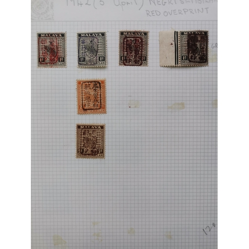 347 - MALAYSIA.  JAPANESE OCCUPATION. M and FU collection on leaves incl. vals. to $5 (2) incl. better val... 