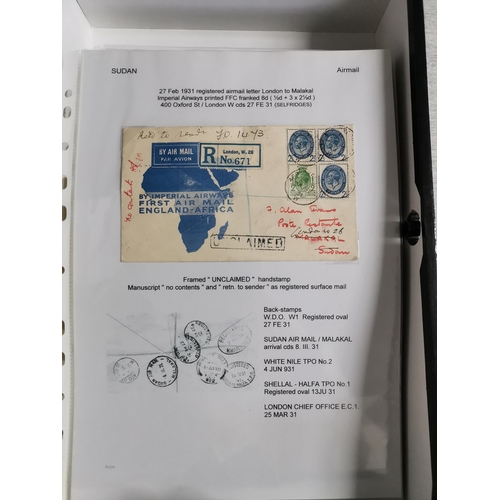 486 - ***VIDEO AVAILABLE*** SUDAN.  POSTAL HISTORY. A fine collection of 1931 First Flight covers for the ... 