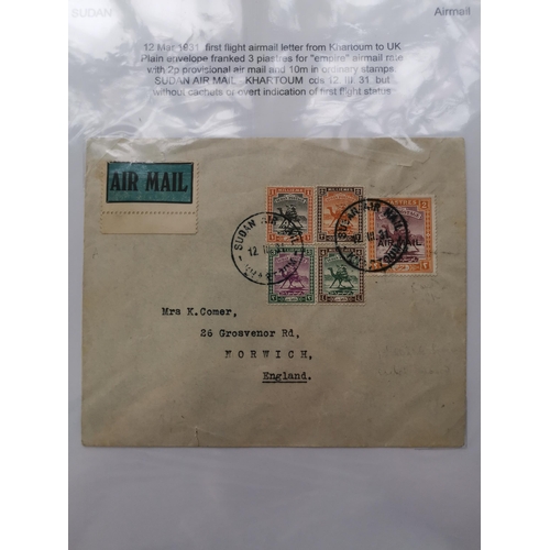 487 - SUDAN.  POSTAL HISTORY. A collection of March 1931 First Flight covers  various destinations  writte... 