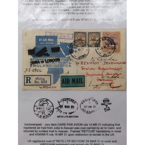 488 - SUDAN.  POSTAL HISTORY. A group of 10 1931 First Flight covers  all on printed Imperial Airways enve... 