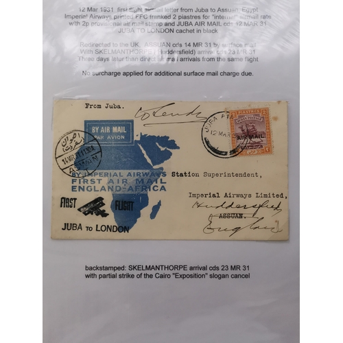 489 - SUDAN.  POSTAL HISTORY. A group of 11 1931 First Flight covers  all on printed Imperial Airways enve... 