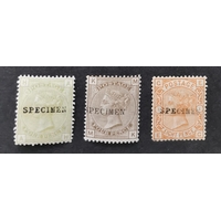 QV. 1873-80 4d vermilion 4d sage-green Pl.16 and 4d grey-brown FU ...