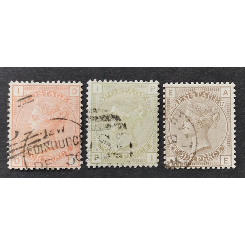 QV. 1873-80 4d vermilion 4d sage-green Pl.16 and 4d grey-brown FU ...