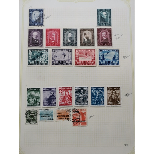 67 - AUSTRIA.  M and U collection on leaves from early issues to c. 1945  incl. 1858-9 3k black and 3k gr... 