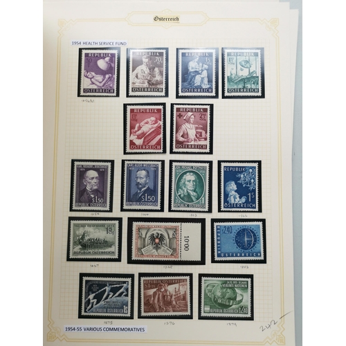 69 - AUSTRIA.  Collection of 1945 to mid 1950's on leaves  clean condition with M (much unmounted) and FU... 