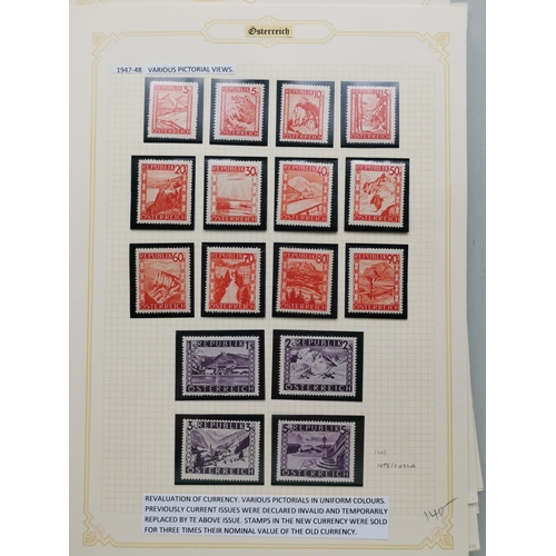 69 - AUSTRIA.  Collection of 1945 to mid 1950's on leaves  clean condition with M (much unmounted) and FU... 