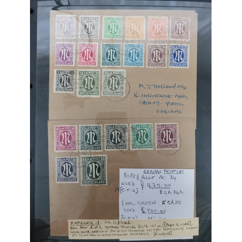 141 - GERMANY.  ALLIED OCCUPATION POSTAL HISTORY. A collection written up on stocksheets in binder  with r... 