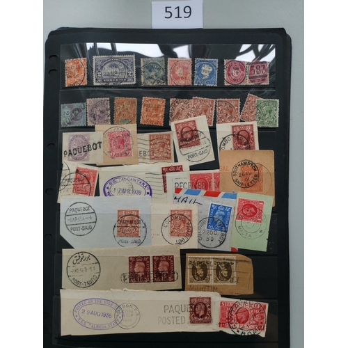 519 - GB MISC.  An interesting range of mainly QV incl. much Line Engraved on stocksheets  incl. postmark ... 