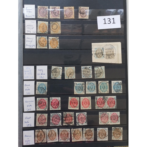 131 - ***VIDEO AVAILABLE*** DENMARK.  A used collection in 2 stockbooks  many better incl. 1851-4 2 RBS.  ... 